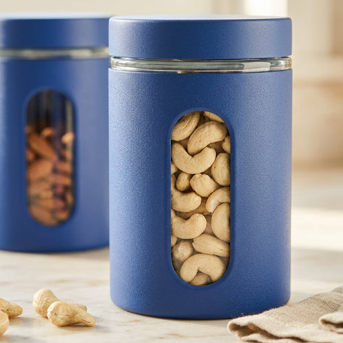 Matte Royal Blue Storage Canister Set of 2