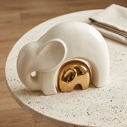 Modernist Regal Elephant Family Statue
