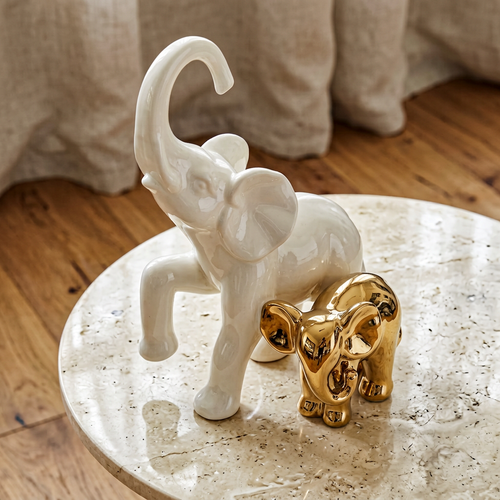 Elegant Mother & Baby Elephant Duo Statue