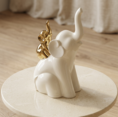 Mother & Baby Back Rider Elephant Sculpture