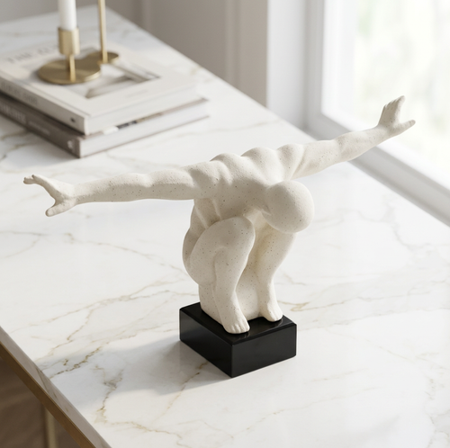 Modernist Crouching Diver Sculpture
