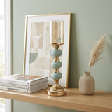 Imperial Triple Mint Green Accent Gold Candle Stand