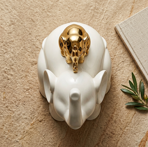 Mother & Baby Back Rider Elephant Sculpture