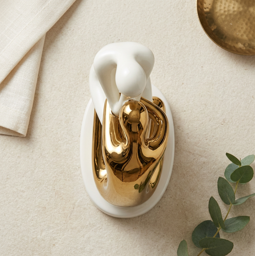Contemplative Couple Sculpture in Ivory & Gold