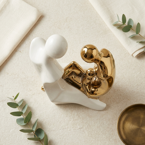 Embracing Couple Sculpture in Ivory & Gold