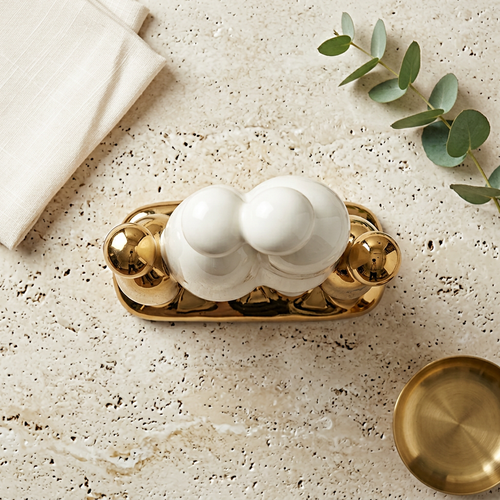 Family of Four Sculpture in Ivory & Gold