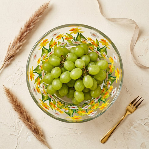 Printed Clear Glass Serving  Dessert Bowl