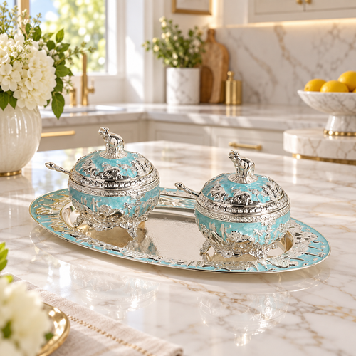 Imperial Elephant Bowl Set with Matching Tray