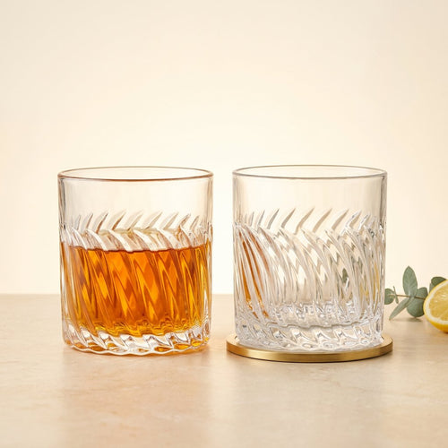 Spiral Swirl Cut Crystal Whiskey Glass Set of 6