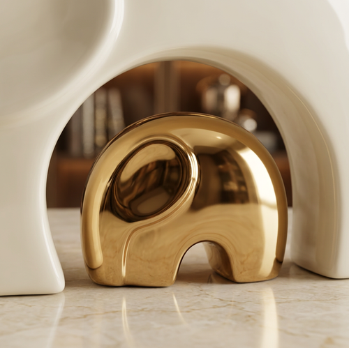 Modernist Regal Elephant Family Statue