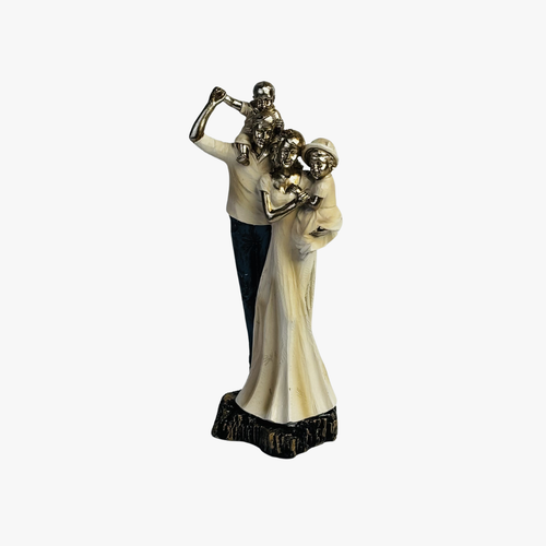 Bronze and White Family Sculpture with Gold Accents