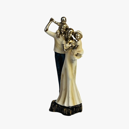 Bronze and White Family Sculpture with Gold Accents