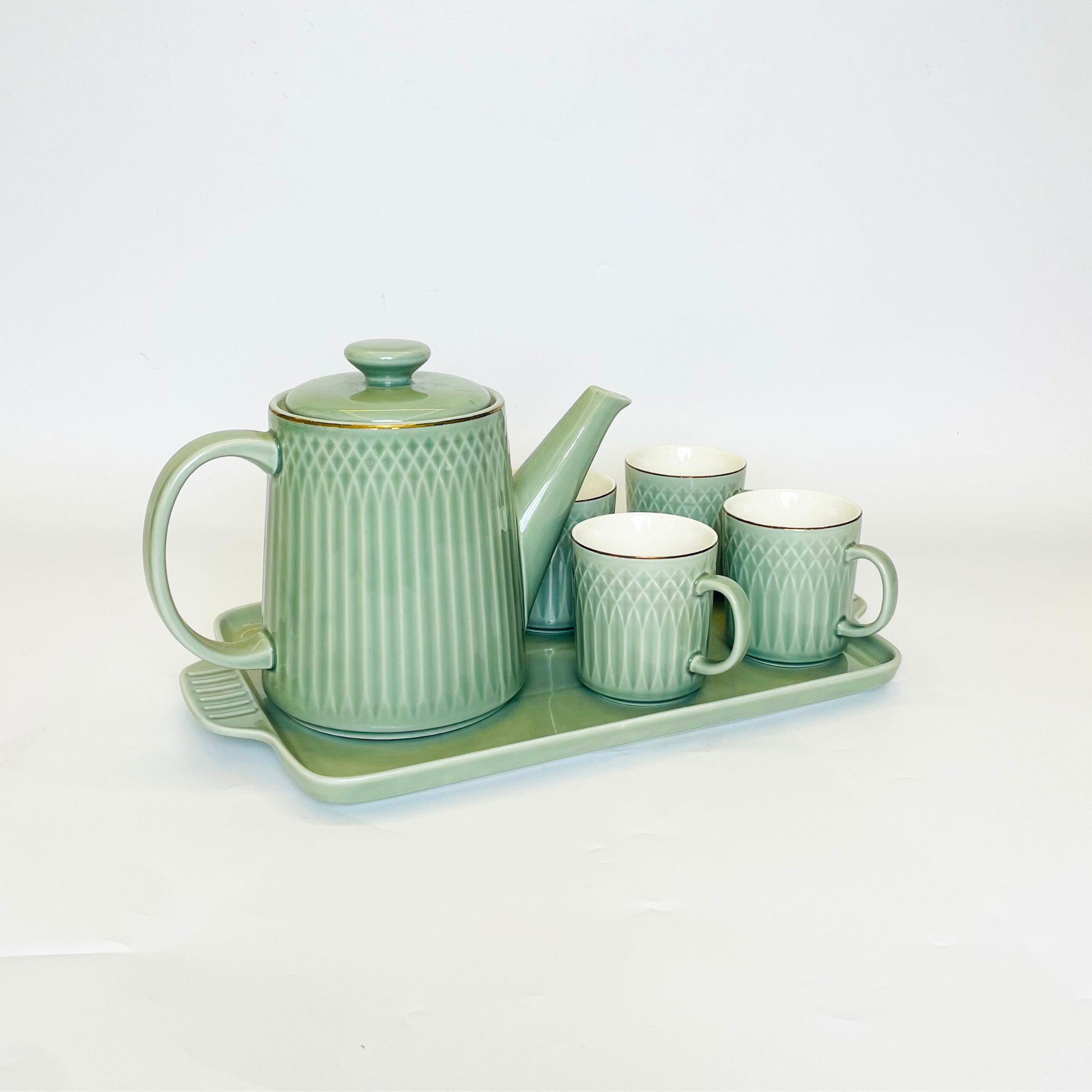 Elegant Blush Round Tea Set - Set of 9