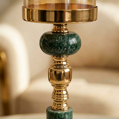 Electroplated Gold Hurricane Candle Holder