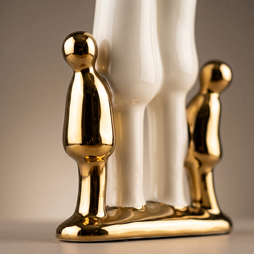 Family of Four Sculpture in Ivory & Gold