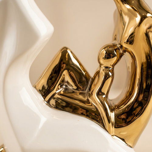 Embracing Couple Sculpture in Ivory & Gold