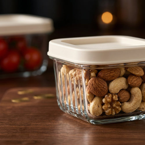 Modern Stackable Glass Food Storage with Lids 3 Piece