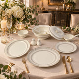 Royal Ivory & Gold Textured Dinnerware Set 39 Piece