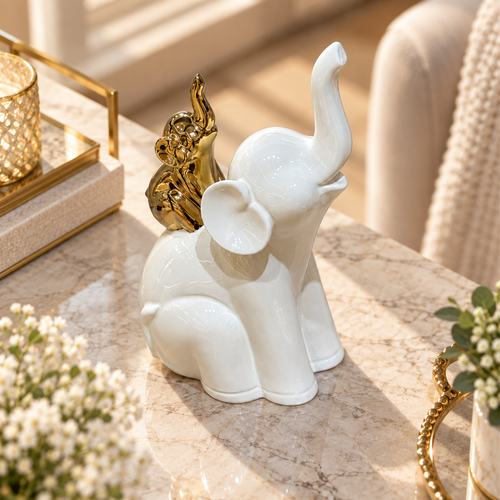Mother & Baby Back Rider Elephant Sculpture