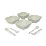 Classic Shell – White Ceramic Serving Bowl -Set Of 8