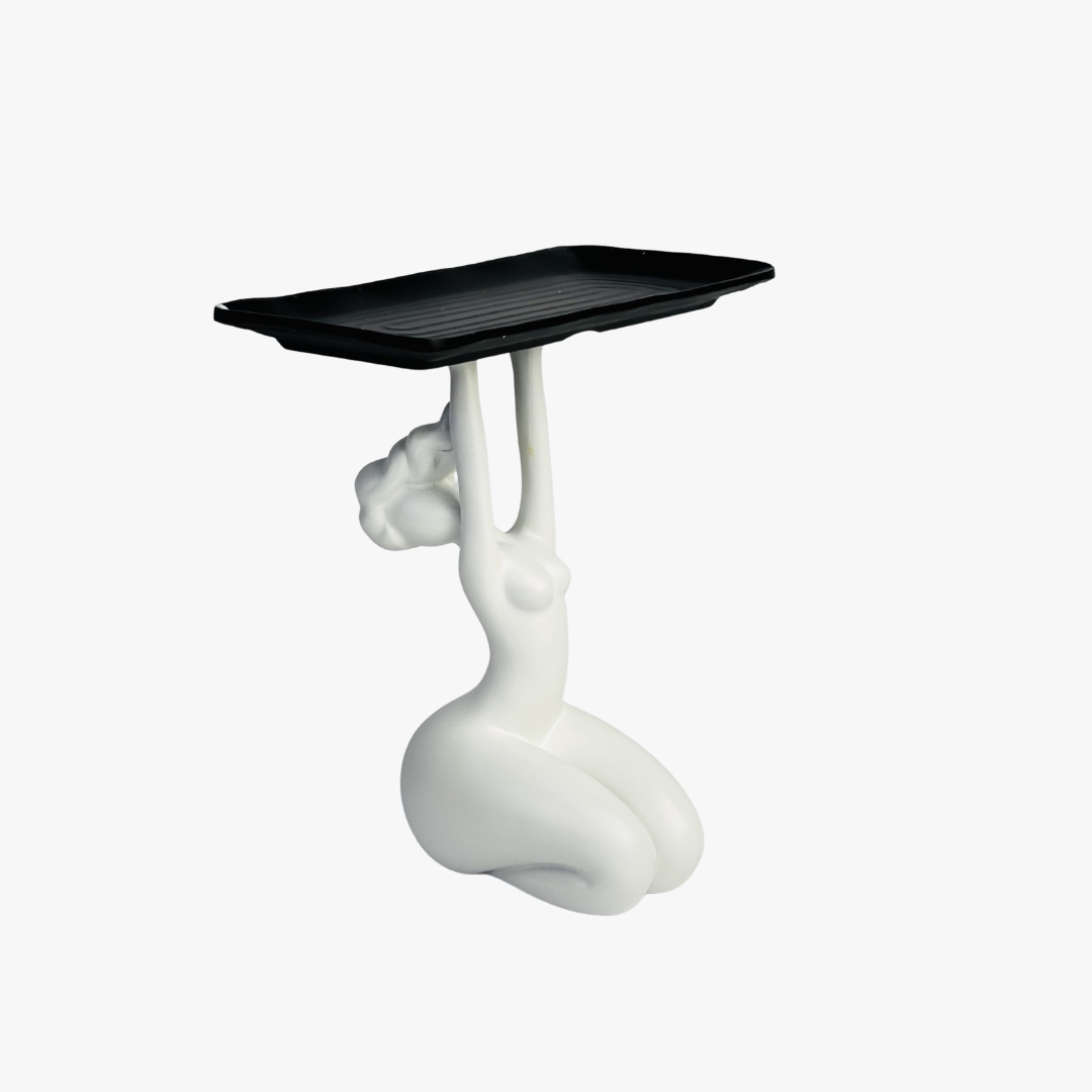 Elegant Kneeling Grace Serving Platter Figurine