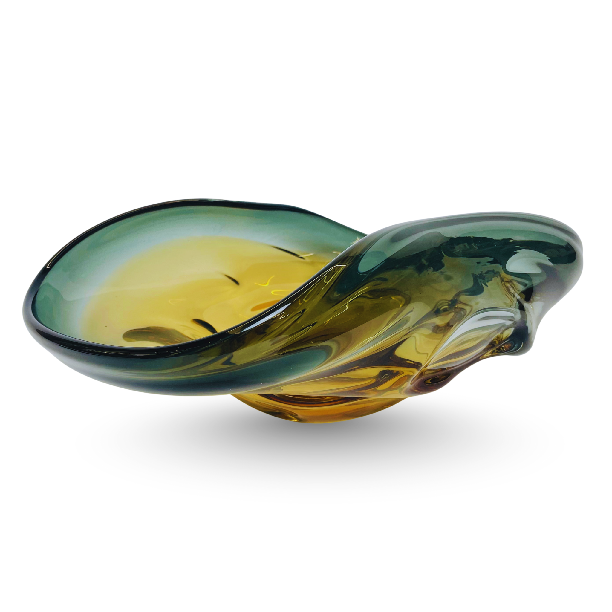 Amber Smoke Artistic Glass Centerpiece Bowl