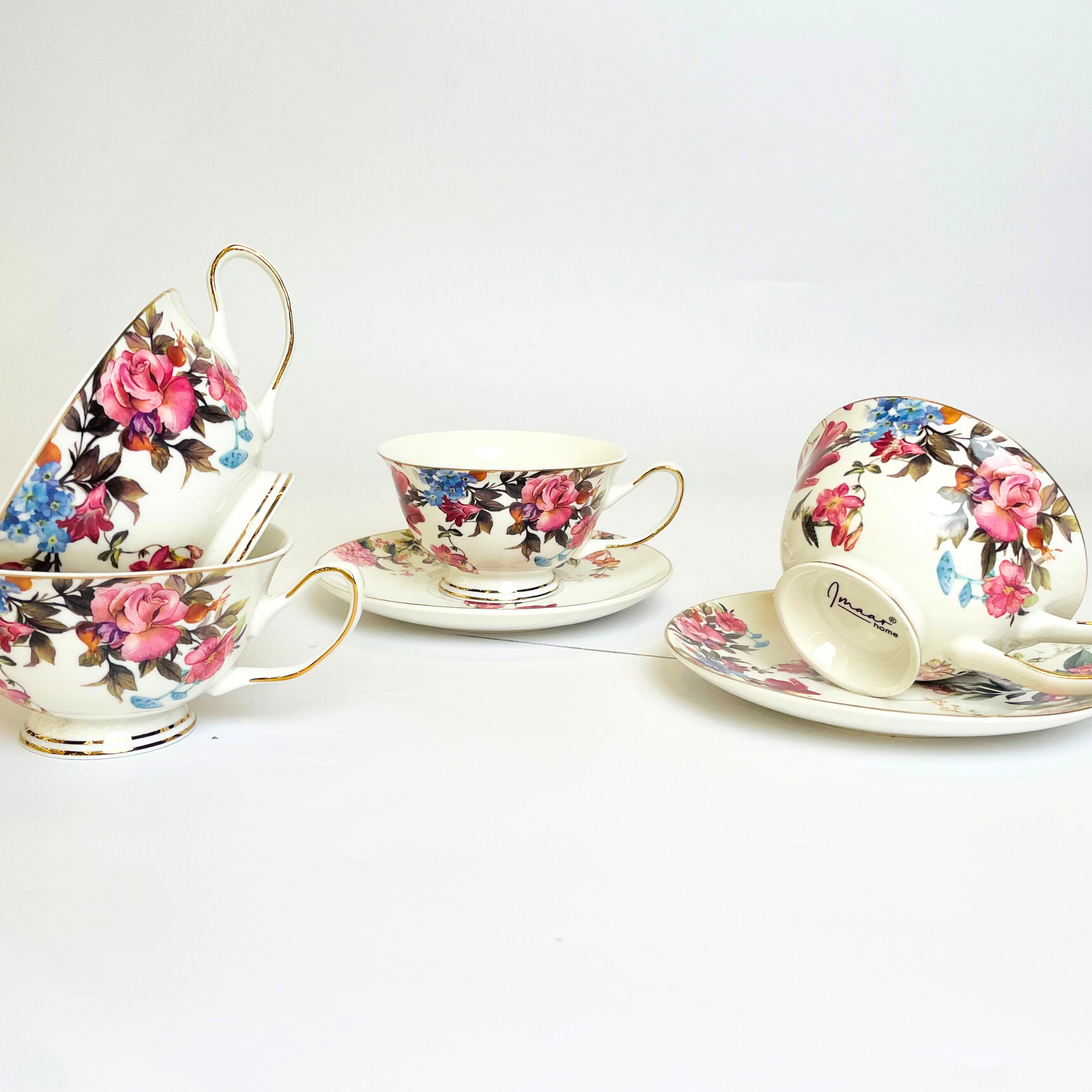 Golden Elegance Cup & Saucer - Set of 12