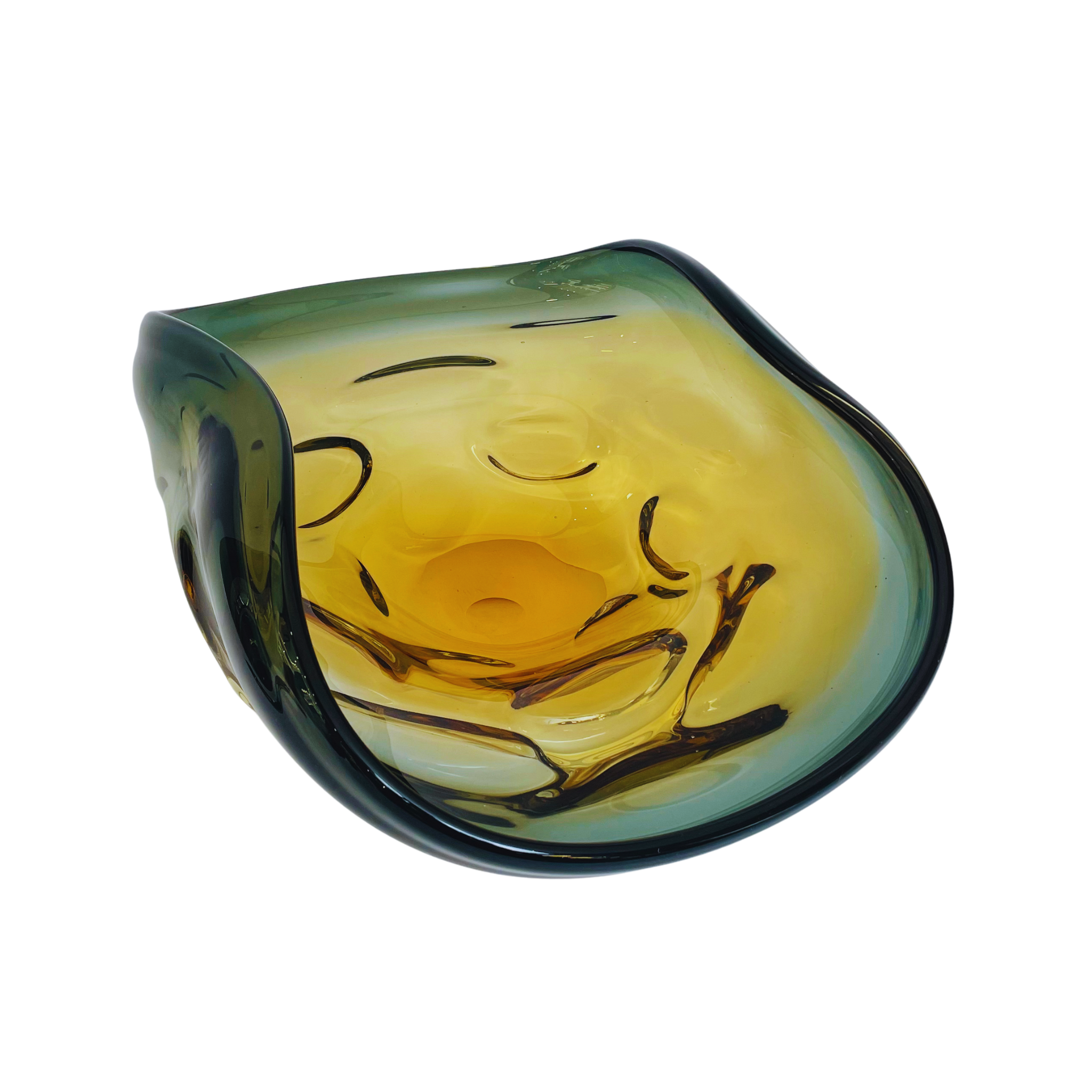 Amber Smoke Artistic Glass Centerpiece Bowl