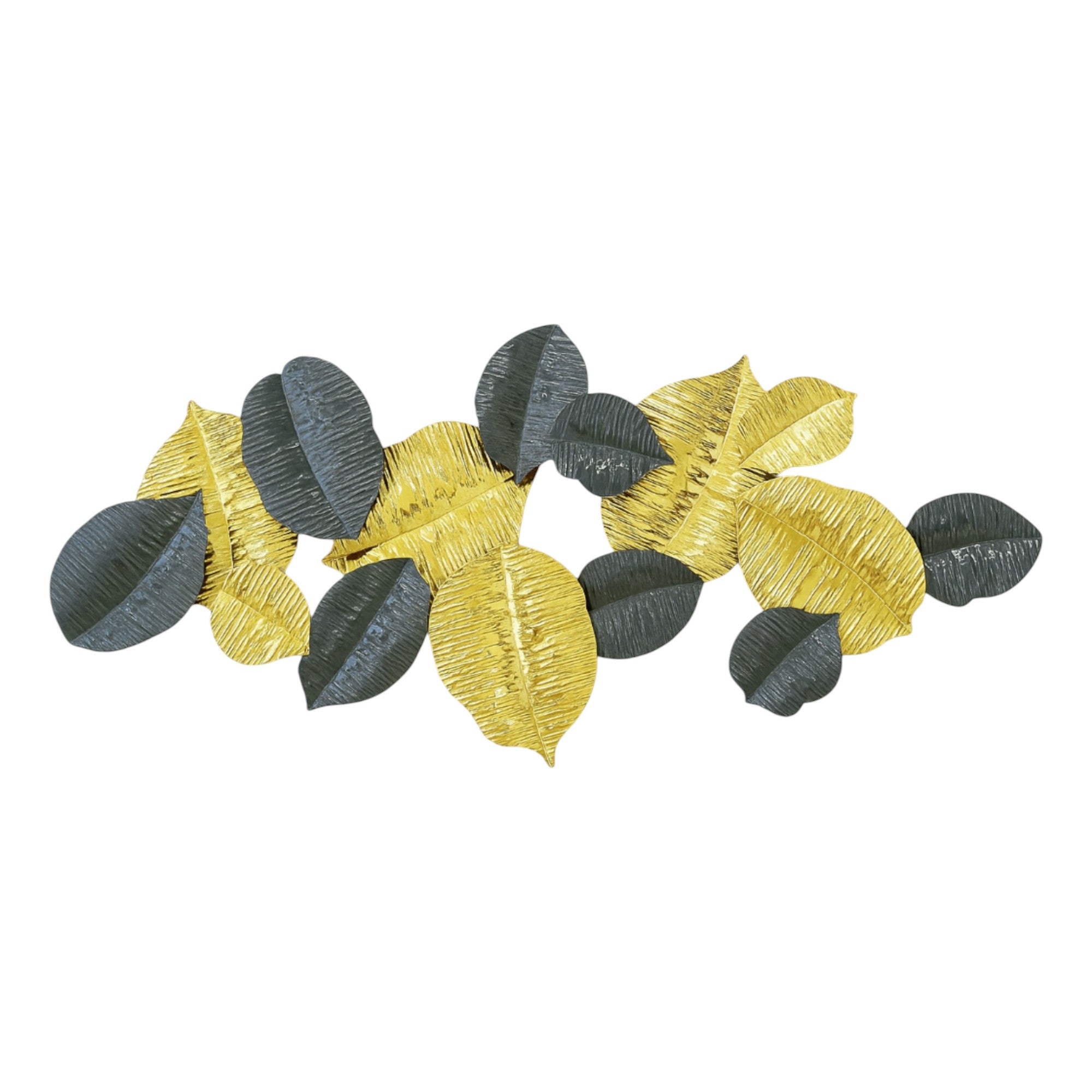 Elysian Harmony – Gold & Charcoal Leaf Wall Art