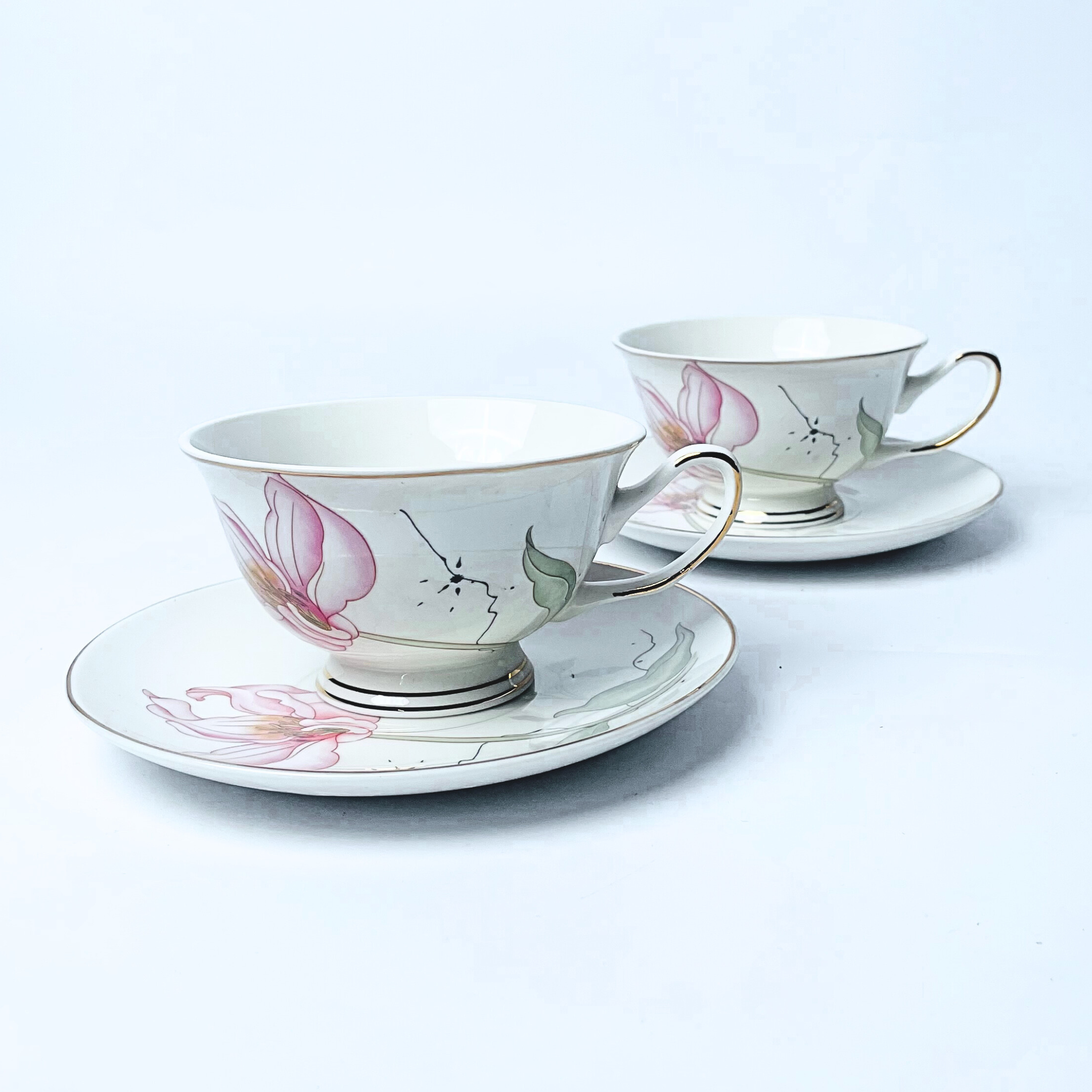 Ivory Mesh Pattern Premium Tea Cups & Saucer - Set of 12