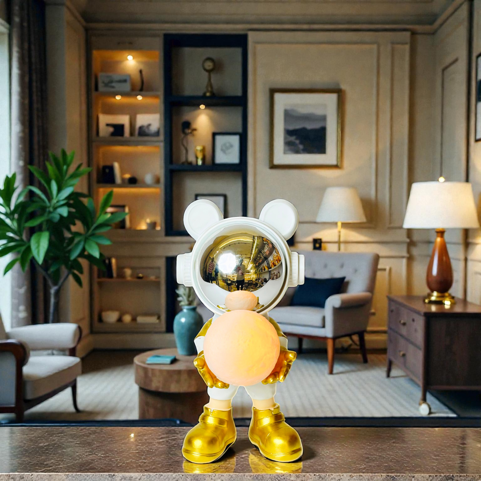 Opulent Astronaut Light Ball Showpiece