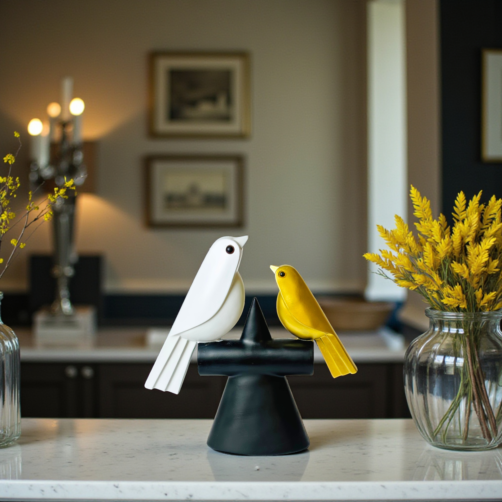 Golden & Ivory Birds Decorative Showpiece