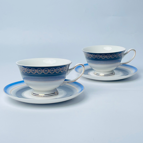 Royal Ivory Gold-Rim Cup & Saucer Set - Set of 6 (200 cc)