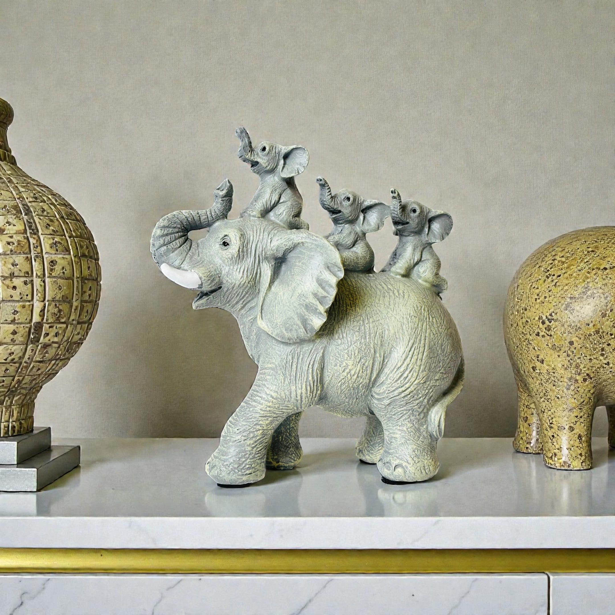Joyful Elephant Family Showpiece