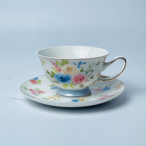 Blooming Grace Tea Cup & Saucer Set - Set of 6 (200 cc)