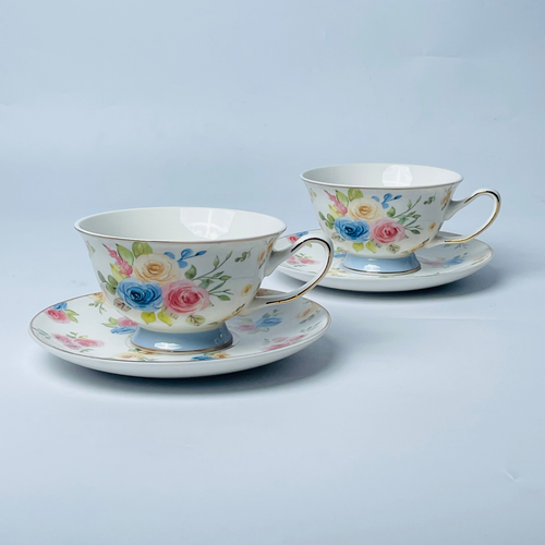 Blooming Grace Tea Cup & Saucer Set - Set of 6 (200 cc)