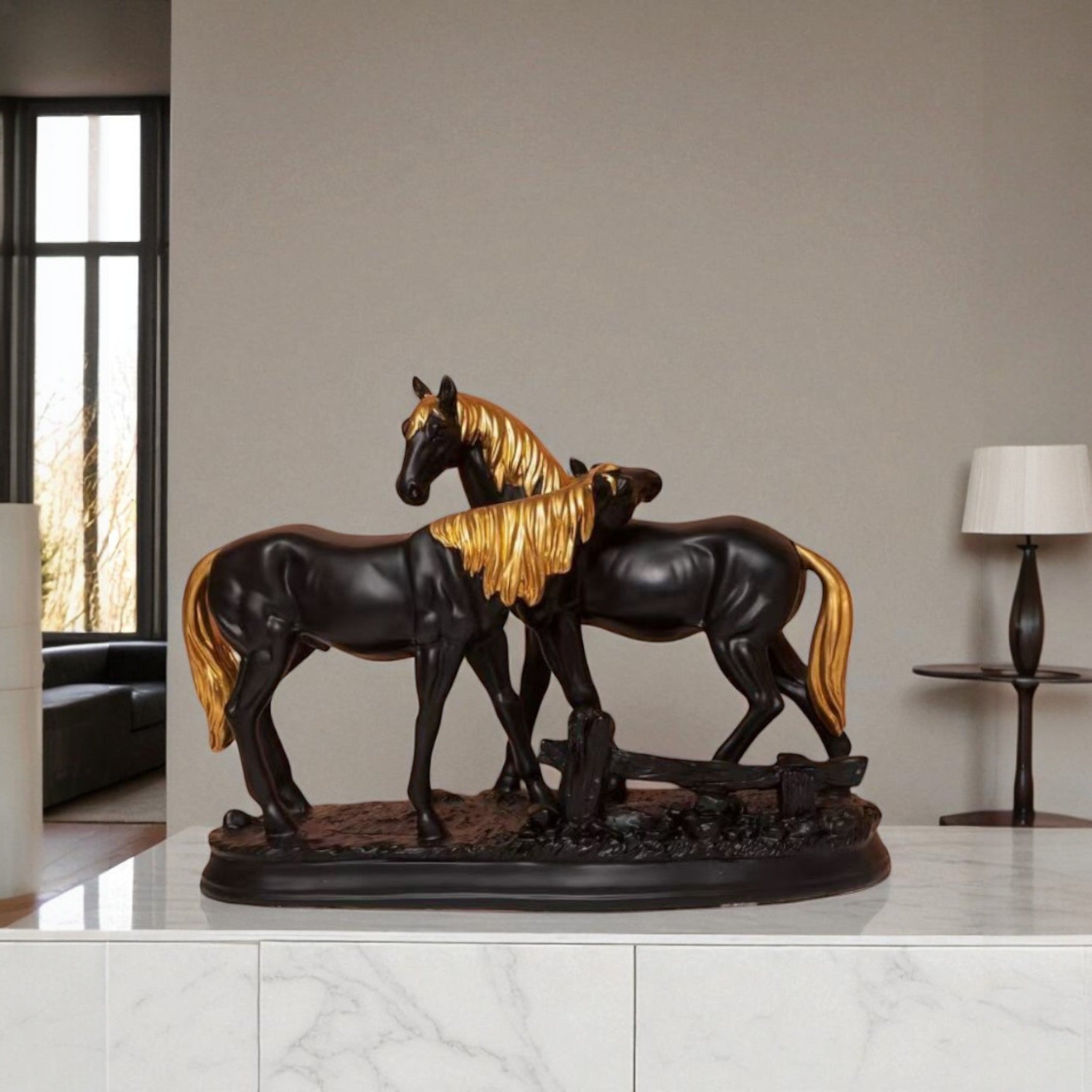 The Golden Bond – Majestic Horse Duo Figurine