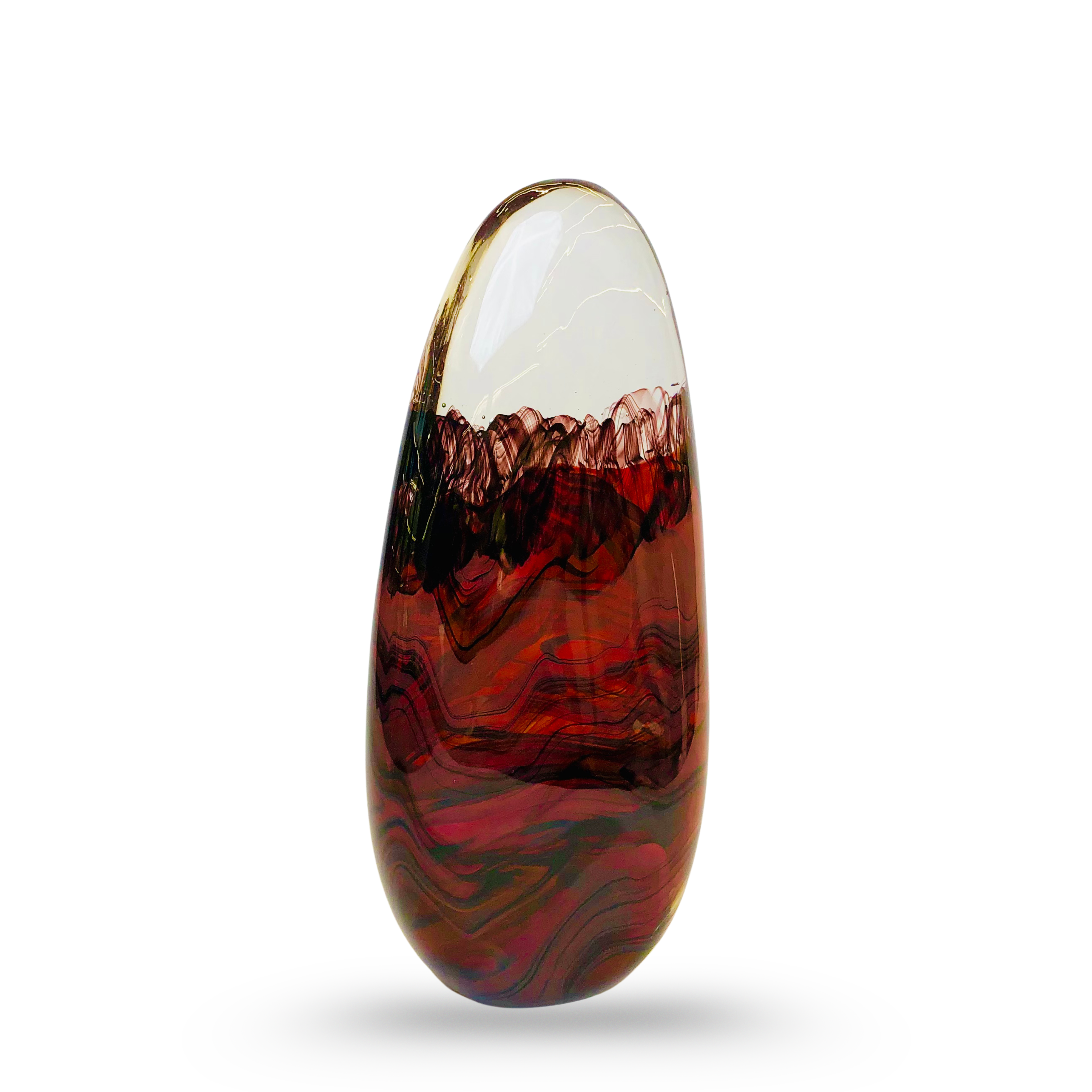Elegant Crimson Flow Glass Décor Piece
