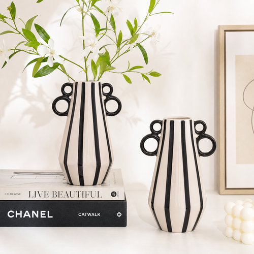 Modern Monochrome Striped Vase