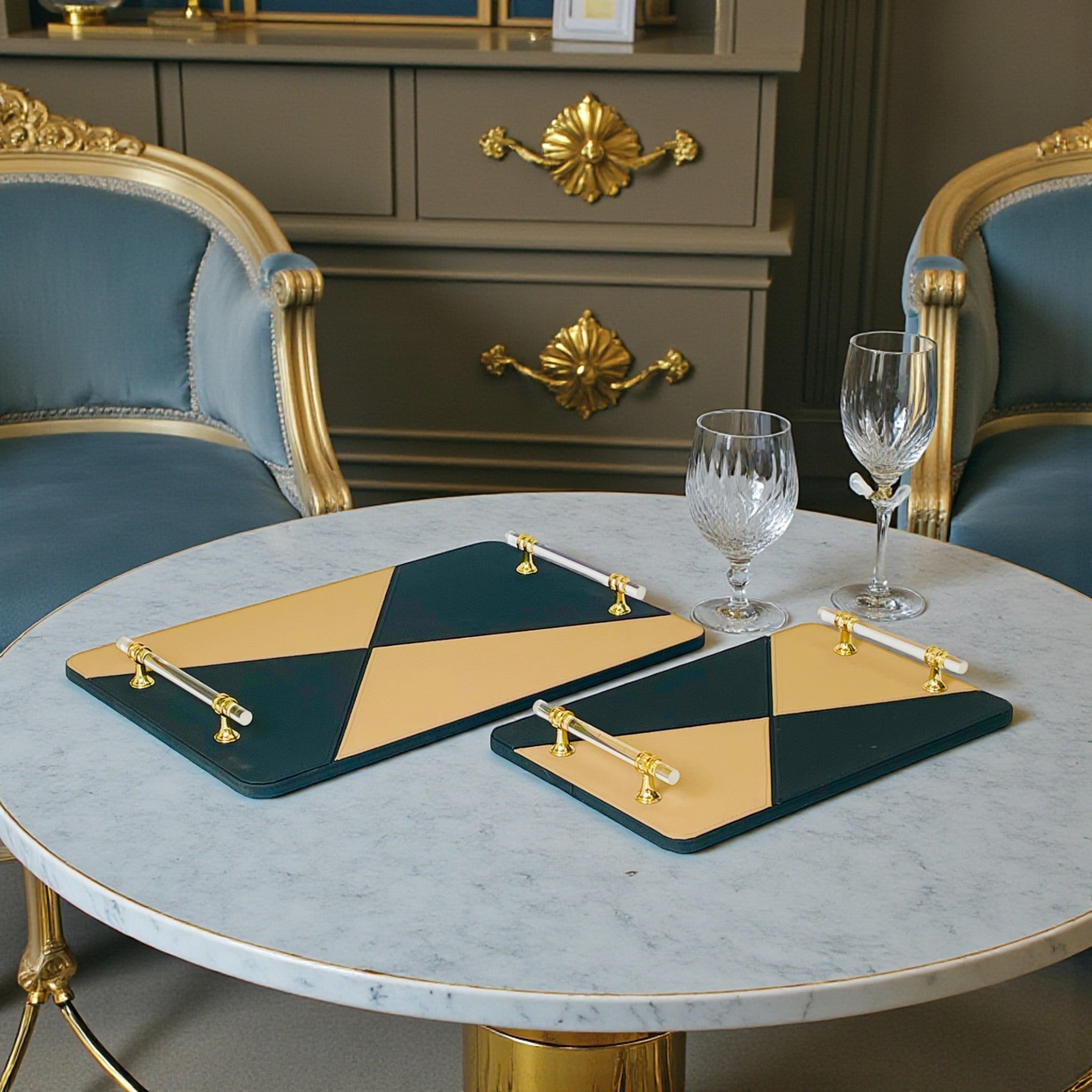 Elegant Serving 2Pc Tray Set