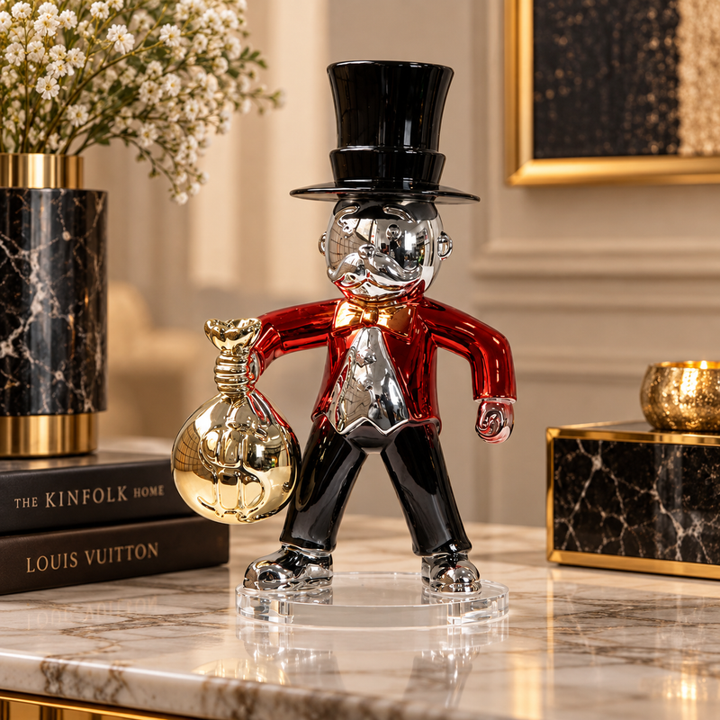 Chrome & Gold Finish Wealth Mascot Statue