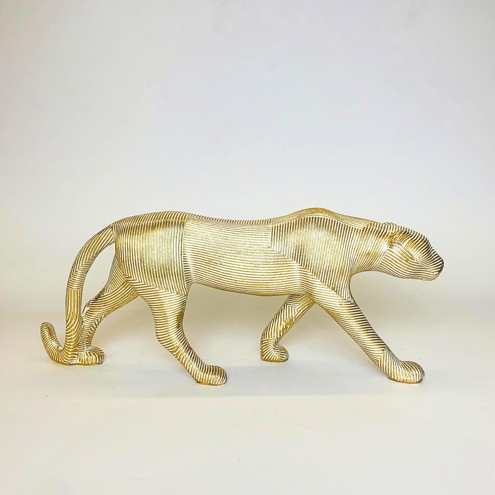 Golden Panther Figurine Modern Decorative Sculpture