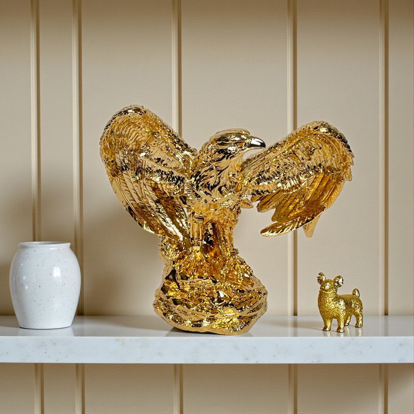 Gold Resin Eagle Sculpture