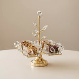 4 Bowl Gold & Crystal Botanical Serving Caddy