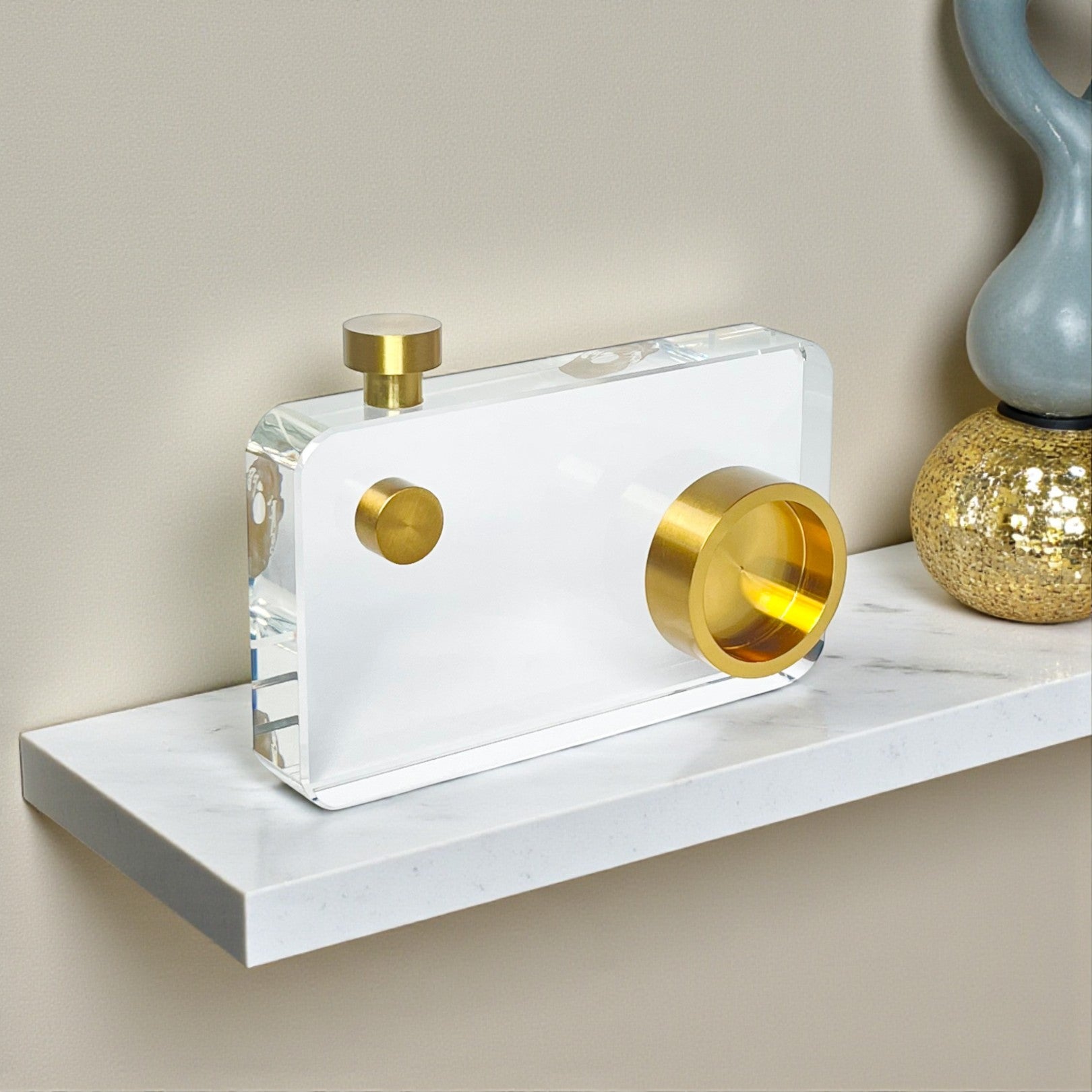 Modern Crystal Glass Camera Sculpture