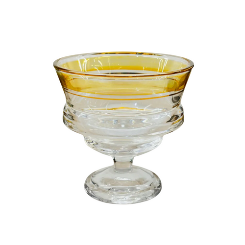 Modern Amber Gold Rimmed Glass Set of 6