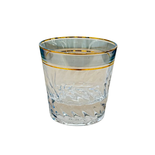 Blue Gold-Rimmed Glasses Set of 6