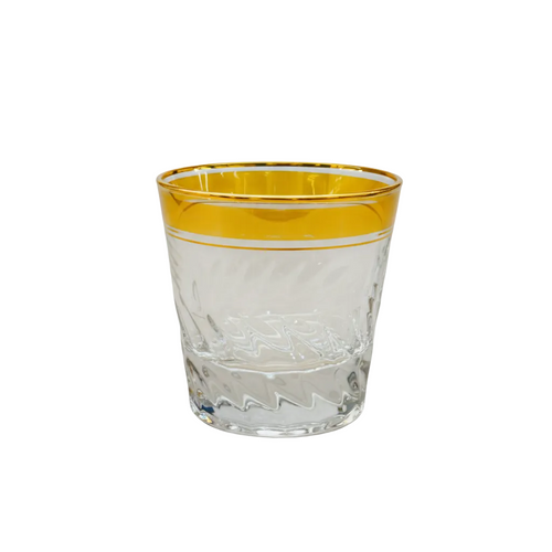 Amber Gold-Rimmed Glasses Set of 6