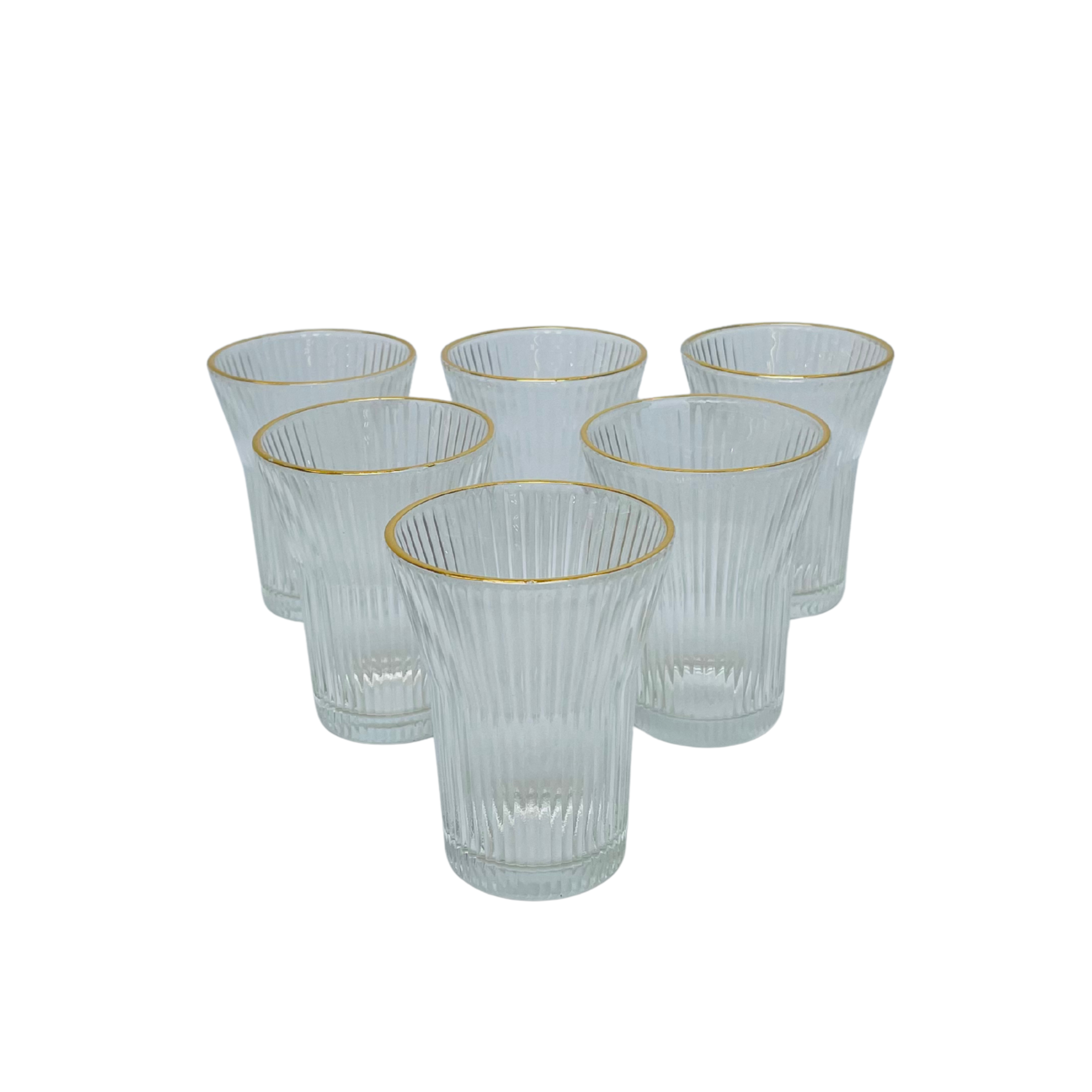 Diamond Luxe – Golden Glass Beverage Dispenser with 6 Crystal Glasses
