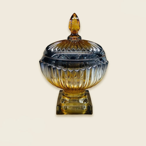 Amber & Smoke Glass Decorative Urn